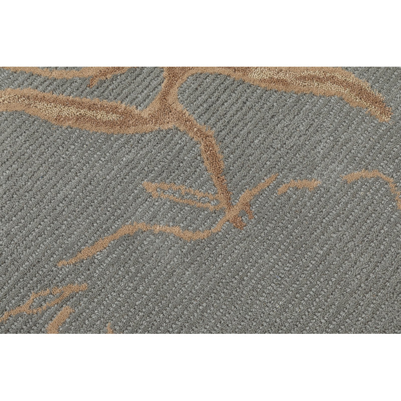 Dannie Ada Hand-Tufted Wool Abstract Area Rug, Rectangle 5' x 8', Blue