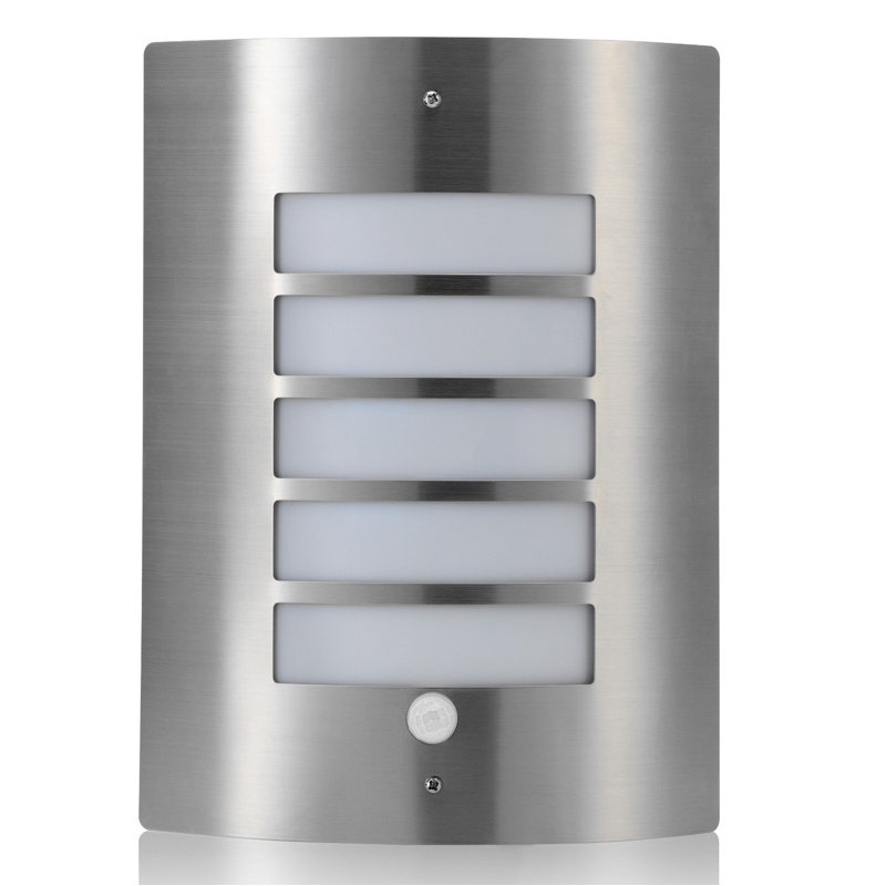 Fyffe 29.6cm H Outdoor Bulkhead Light with Dusk to Dawn, Silver