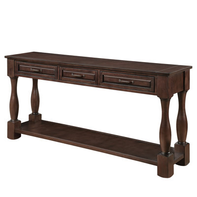 Console 60 po en bois avec 3 tiroirs et 1 tablette inférieure pour le couloir d'entrée