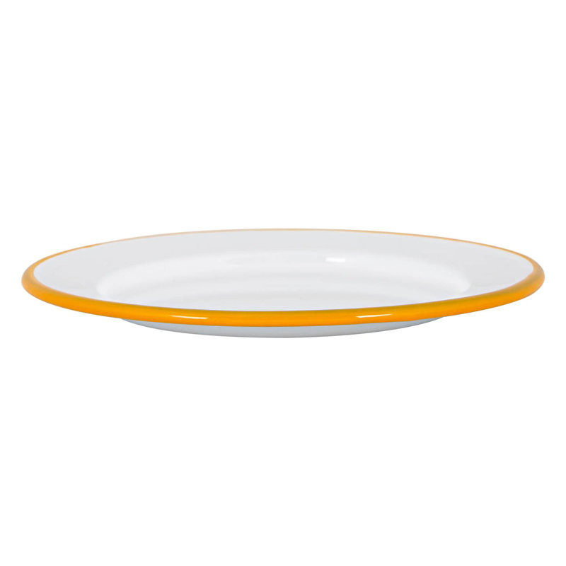 Argon Tableware - White Enamel Side Plates - 20cm - Set of 12, Yellow