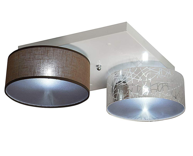 Pulley Fabric Semi Flush Mount, Silver/Brown