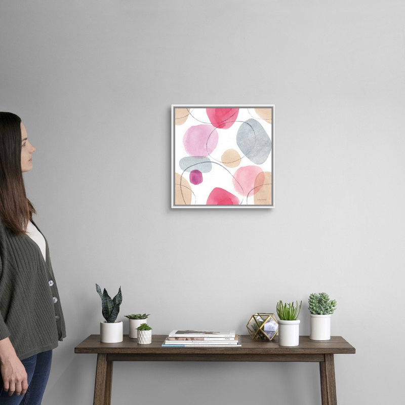 «Think Pink 14» par Lisa Audit - reproduction d'art, Toile blanche encadrée, H 18 po x l 18 po x P 1,75 po
