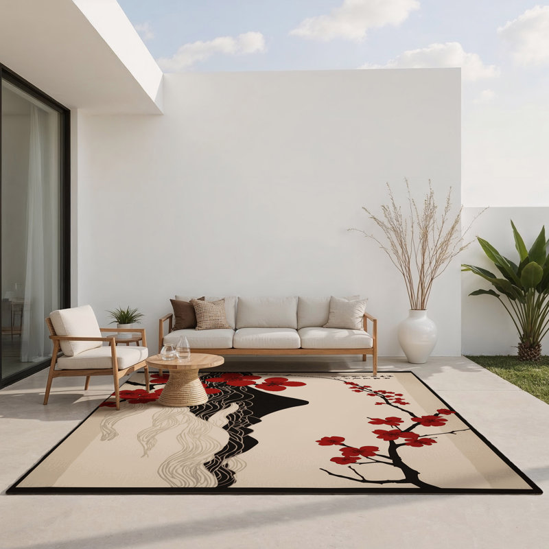 Tapis intérieur et extérieur Azure Bloom, Rectangle 1 pi 6 po x 2 pi 6 po