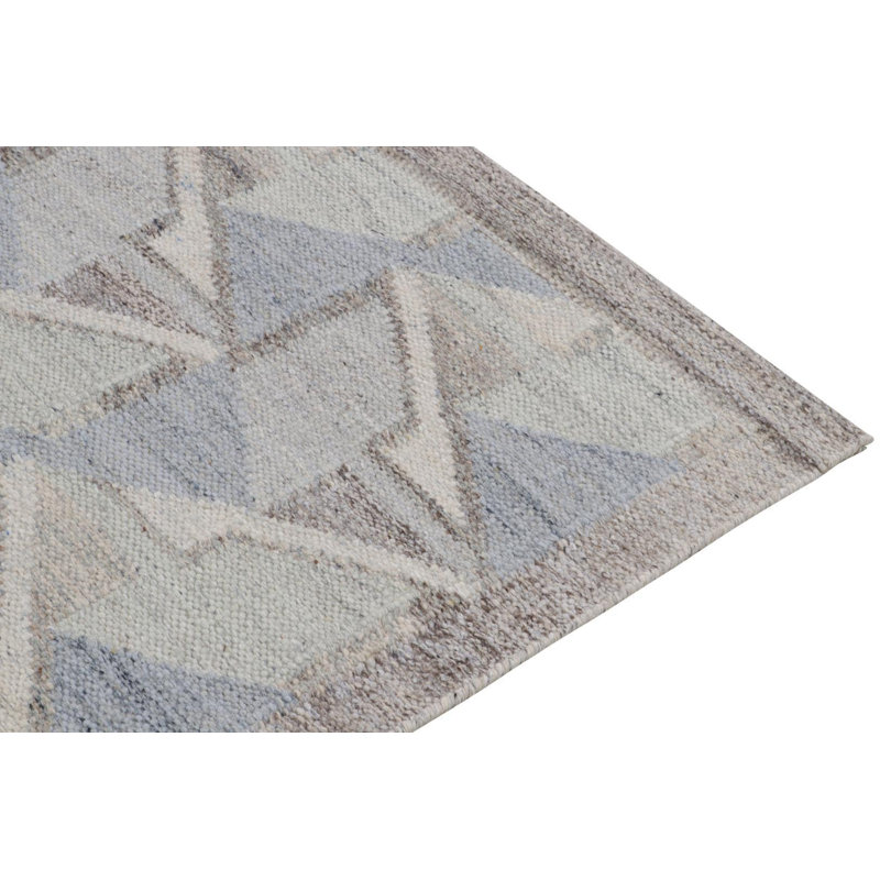 Scandinavian Kilim Wool Geometric Area Rug, Rectangle 5' x 7'