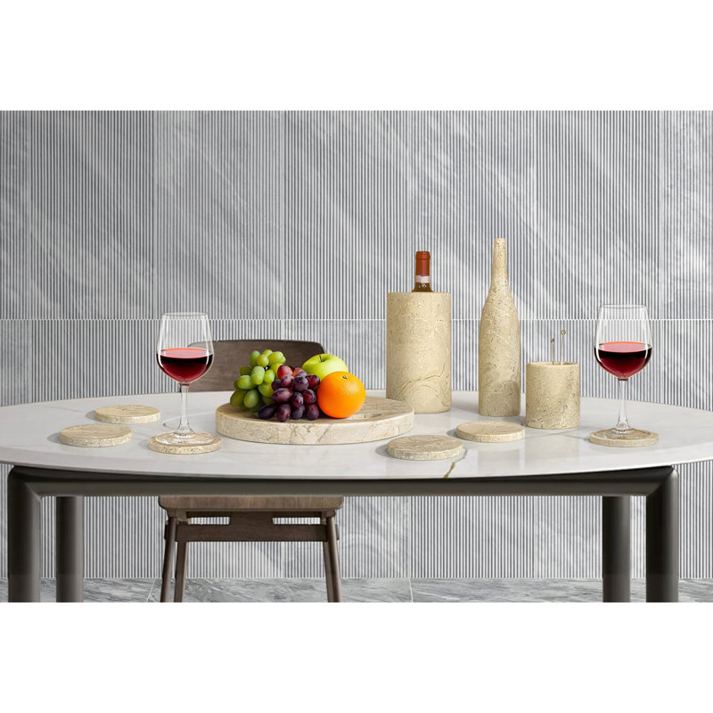 Ensemble d'accessoires de salle à manger de luxe en marbre naturel doré jaune doré et doré 10 pièces