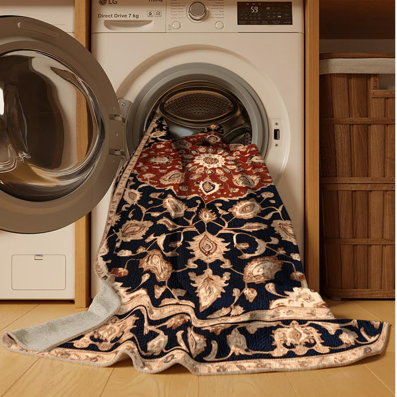 Machine Washable Persian Brown Area Rug, Square 5'