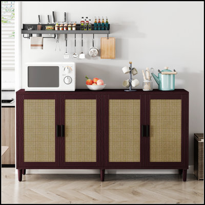 70-Inch Rattan Buffet Cabinet With Adjustable Shelves, Perfect For Organized Storage And Elegant Home Decor