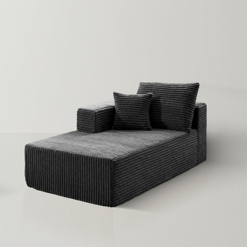 Canapé modulaire rembourré 4 pièces Kapellen, Gris, Orienté à gauche (vu de face)