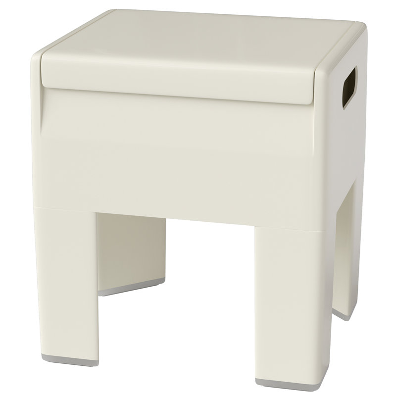 Beige White14 Inch Storage Ottoman Bench, Multi-Purpose Footrest Ottoman with Flipping Lid, Detachable Legs for Home Use, 220 lbs, Beige White