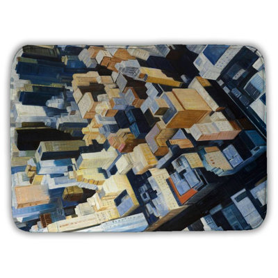 Manhattan view of the empire state building Bath Mat with Non-Slip Backing - Quick Dry Memory Foam Bathroom Rug - Absorbent - Modern Plush Spa-Style - Machine Washable