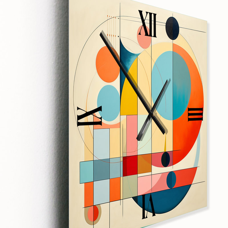 Horloge murale abstraite Serendipity Mid-Century Geometrics IV - Abstract, Grand