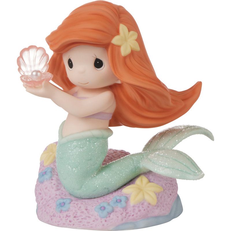 Precious Moments Disney The Little Mermaid Ariel Holding a Pink Shell Figurine 4.8 Inch