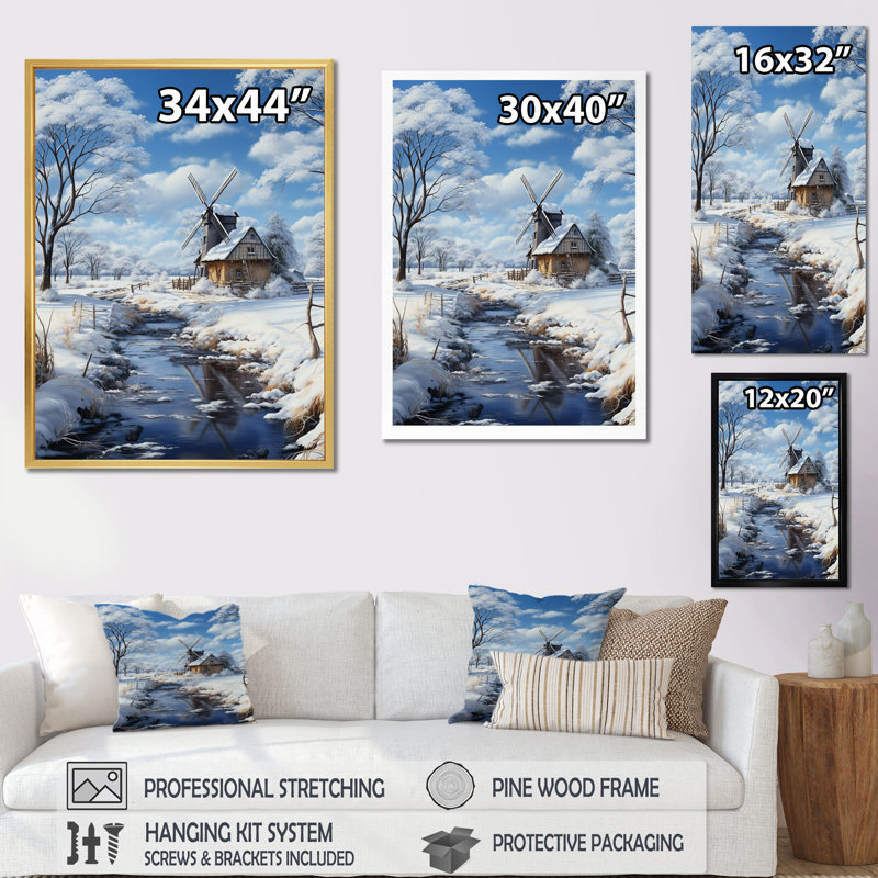 Madelynne " White Milling In The Winter ", Natural Floater Framed, 32" H x 16" W x 1" D