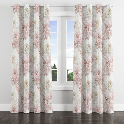 Floral Curtains - Country Farmhouse Chrysanthemum Soft Grommet Curtain - 1 Panel