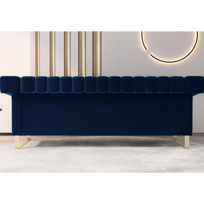 Confortable velours bleu 2 po avec coussin de siège amovible et lavable