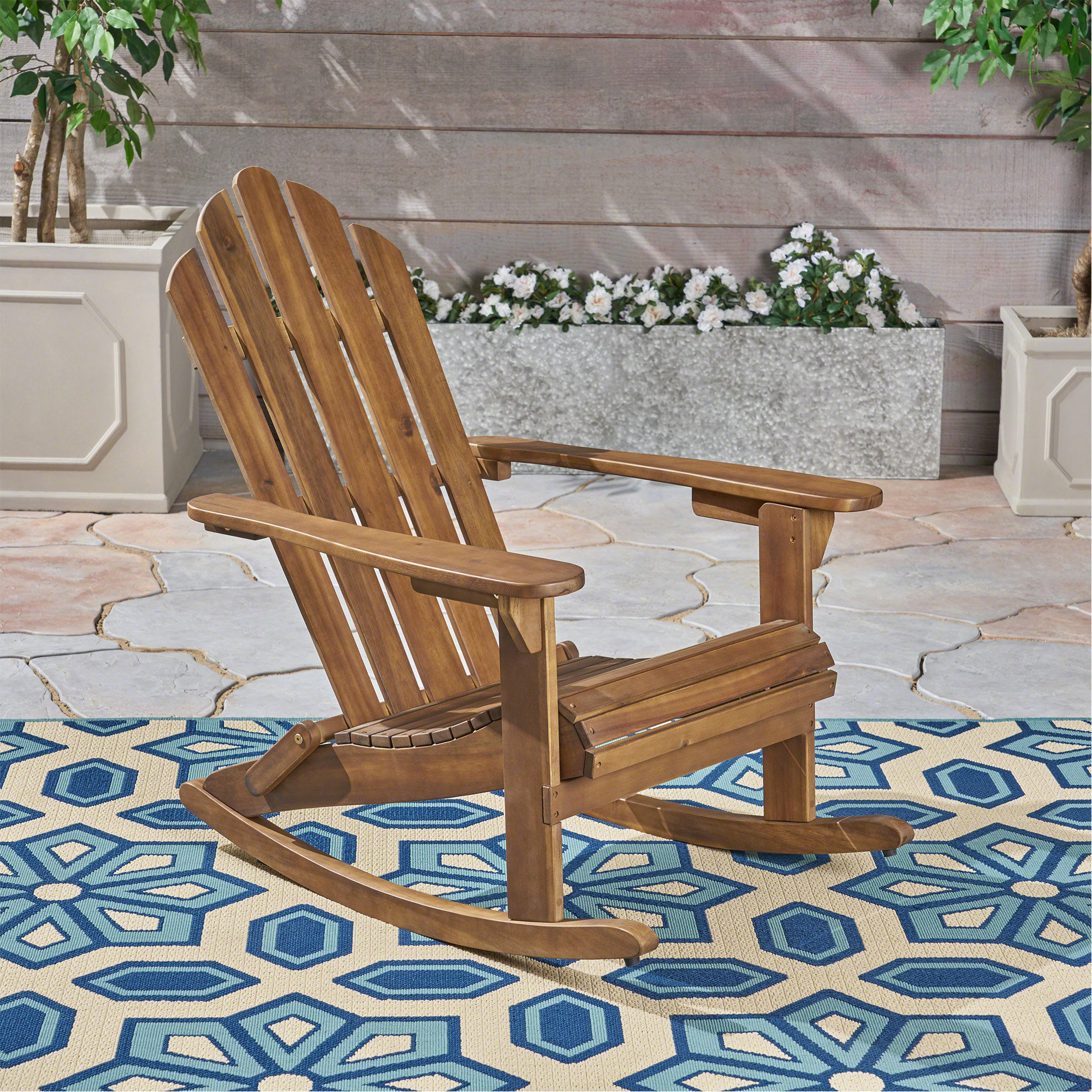 Beachcrest Home™ Charming Acacia Wood Rocking Chair For Relaxing ...