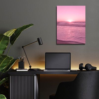Art mural en verre épique «Pink Fuzz Beach» par Life BeautifuLEE, 12 po x 16 po