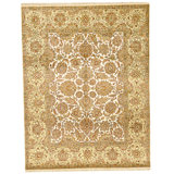 Hand Knotted Wool Area Rug in Ivory And Gold
