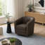Fauteuil pivotant en cuir véritable de 45,7 cm de large avec dossier à coutures en canal-1715878222