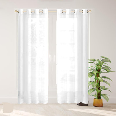 Rideaux 4 rideaux transparents en lin texturé extra large l 54 po x L 84 po pour le salon, la chambre à coucher, les rideaux de maison de campagne, les décorations bohémiennes, les rideaux filtrant la lumière avec des œillets