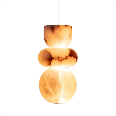  Light FORMA Alabaster LED Chandelier | Three Shapes | Metal Rod Mount | 2 Sizes