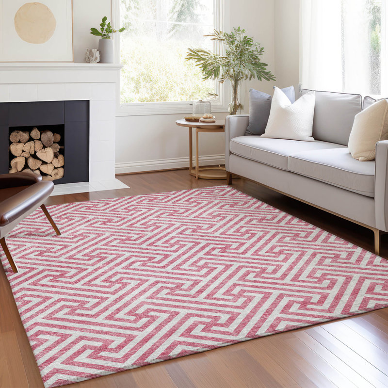 Fairhaven intérieur / extérieur lavable à la machine ACN731 - rose, Rectangle de 10 pi x 14 pi