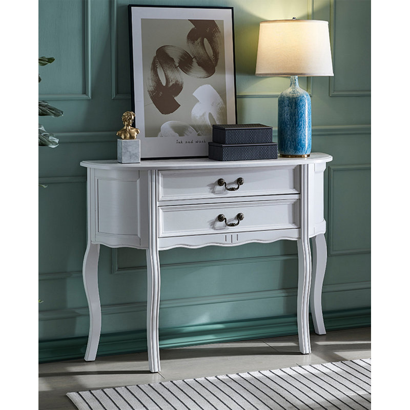 Table d'entrée traditionnelle élégante avec pieds en cabriole, H 34,65 po x l 31,5 po x P 14,17 po, Blanc
