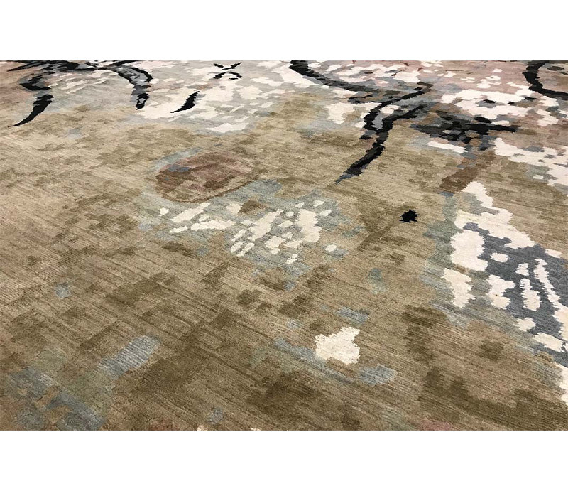 Windsom Hand-Knotted High-Quality Black Area Rug, Rectangle 9' x 11'11"