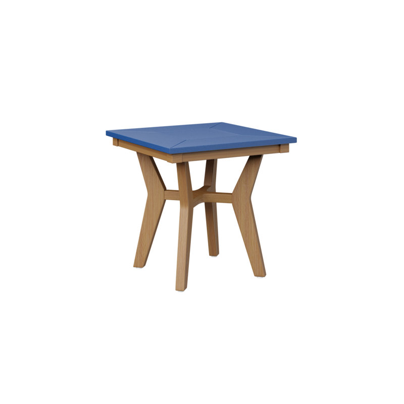 Mayhew Outdoor Square Side Table, Pacific Blue, Natural Teak