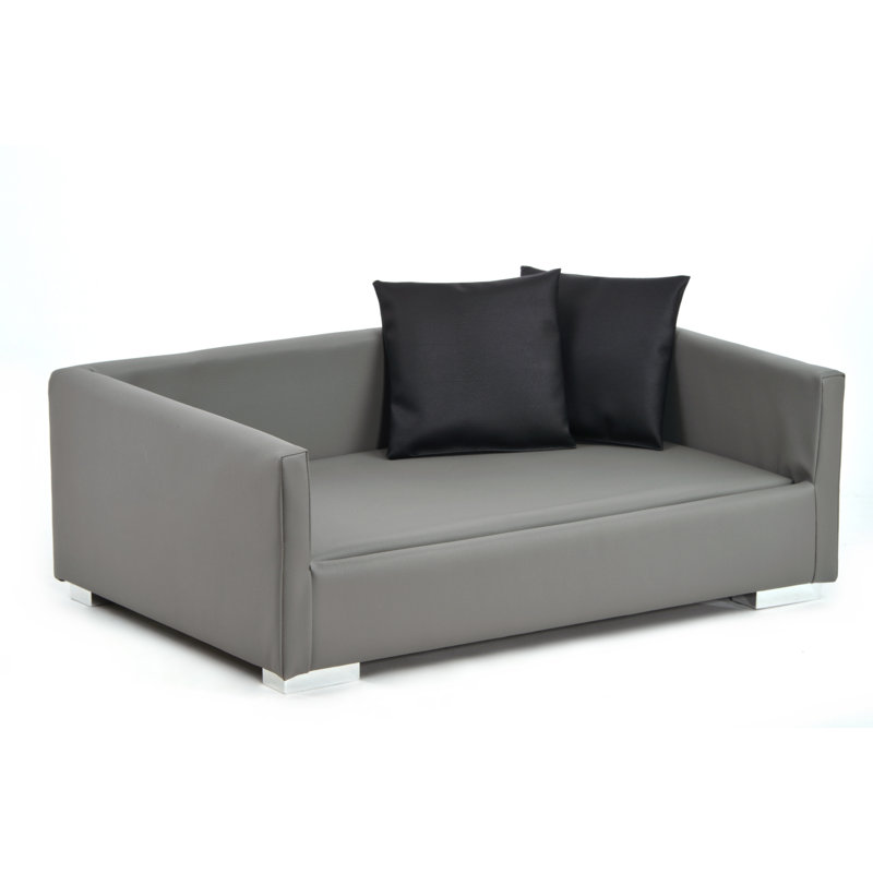 Faux Leather Pet Bed, 20cm H x 70cm W x 40cm D, Grey