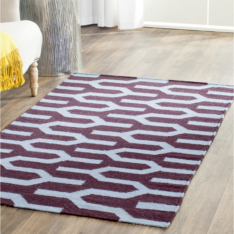 Normal Geometric Wool Hand Woven Area Rug, Rectangle 91 x 152cm