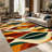 1PC Mid-Century Modern Abstract Geometric Leaf Pattern area rugs for Living Room, Soft and Comfortable, Suitable for all seasons, easy-to-maintain, machine washable Indoor floor mat, Under Table Farmhouse suitable for dining room, bedroom, entryway,-129934674