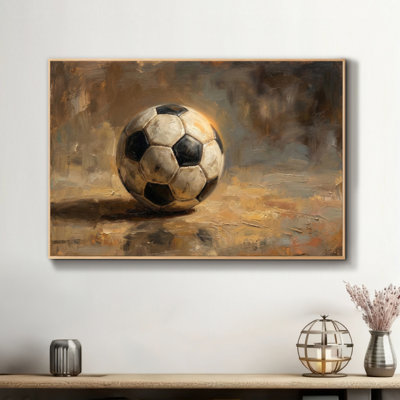 Toile de sport, art mural encadré, décoration de chambre de garçon rustique, soccer, affiche de thème sportif, impressions sur toile rétro, image, salle de jeux, décoration de chambre à coucher