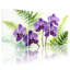 Orchidée mauve et fougère aquarelle sur toile, impression florale (ensemble de 3)-1792275630