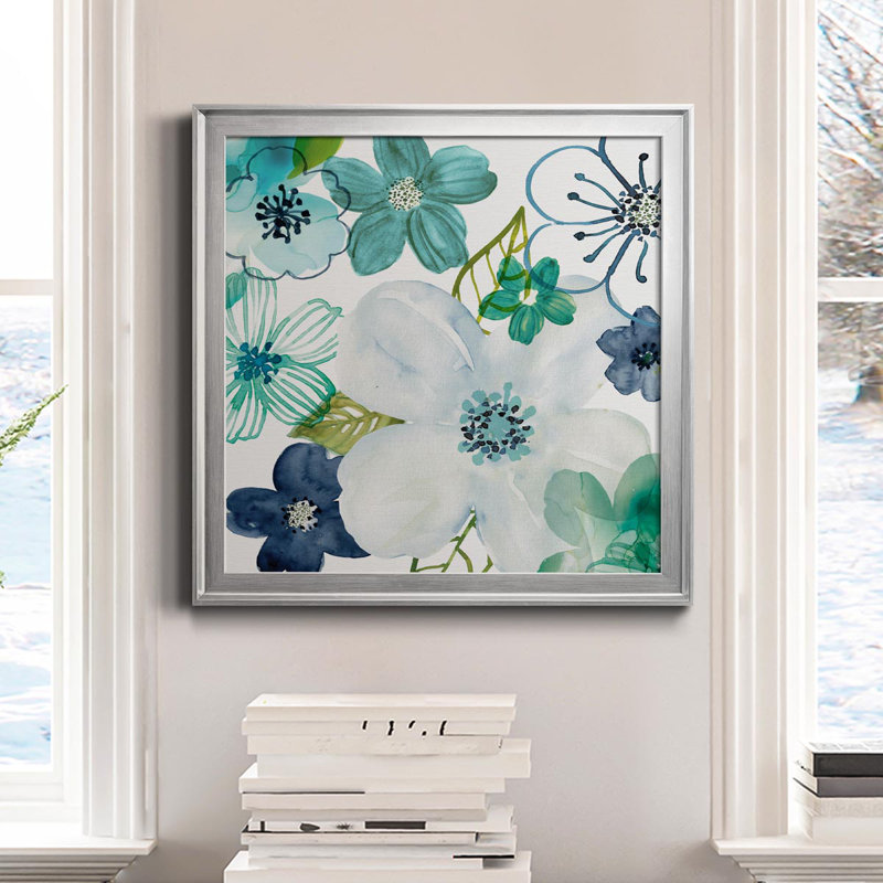 Layers of Summer II - Toile encadrée de qualité supérieure - prête à être accrochée, Argent, H 22,5 po x l 22,5 po x P 1,5 po