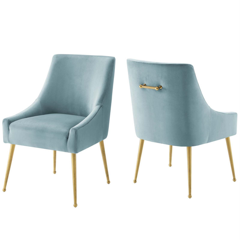 Chaise en velours argenté Orchid Allison, Bleu clair