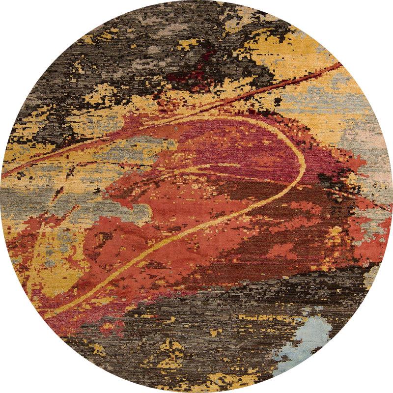 Abstract Indoor Rug, Round 5'