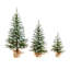 2Ft. 3Ft. 4Ft. Artificial Snowed Balsam Fir Christmas Tree In Burlap Wrapped Base - Set Of 3