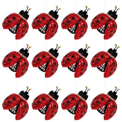 Sequin Ladybug Ornament, 5 Inches