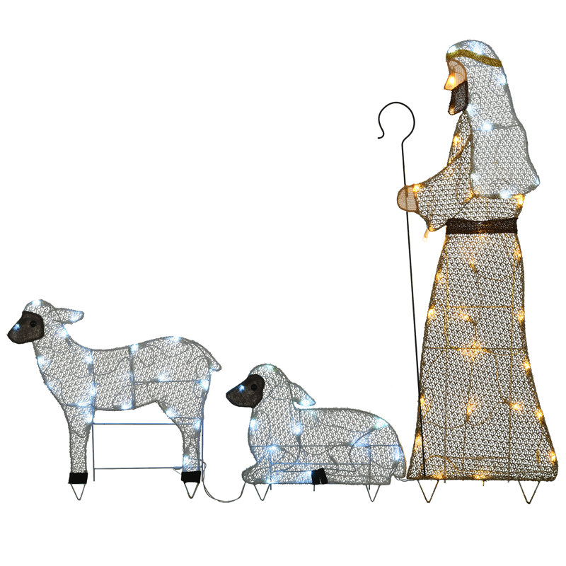 Shepherd with Sheep with LED Lights