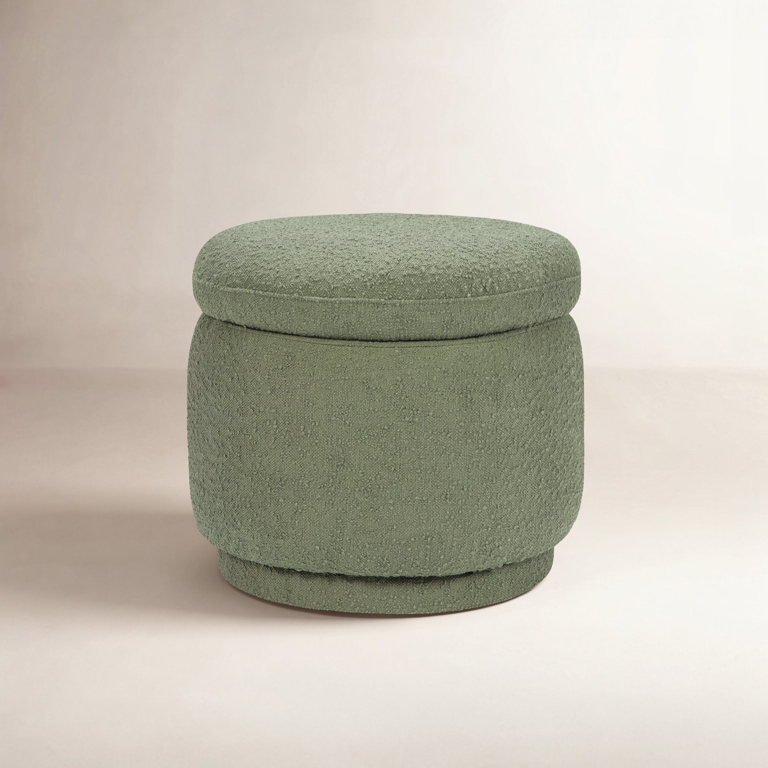 21" Storage Ottoman, Olive Boucle