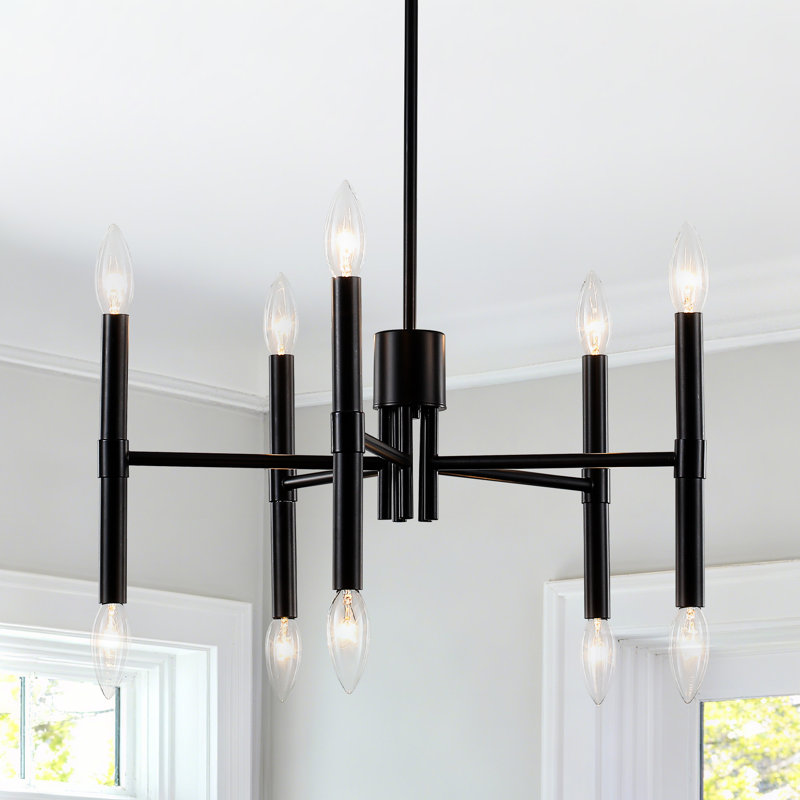 Lustre style campagne moderne 10 lumières noir, Noir