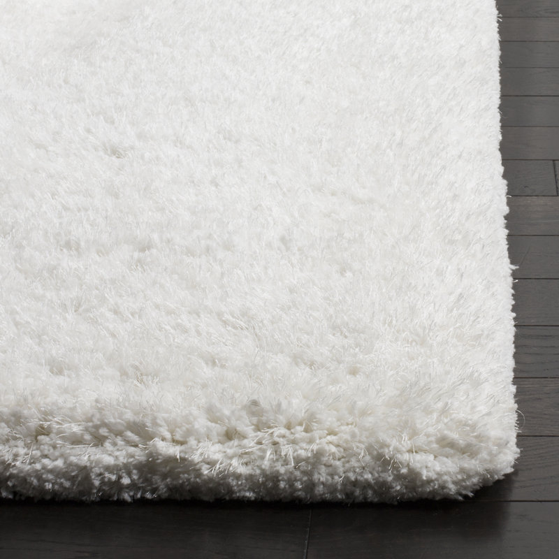 Tapis blanc à poils longs touffeté à la main Gilcrease, Rectangle 3 pi x 5 pi
