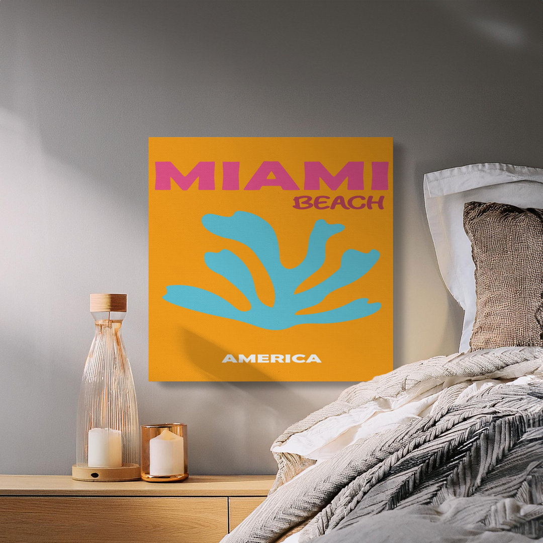 Miami Beach Canvas Wall Art, Gallery Wrapped Print, Modern Decor, Ready to Hang, Coastal Art, Archival Quality, America Travel Poster