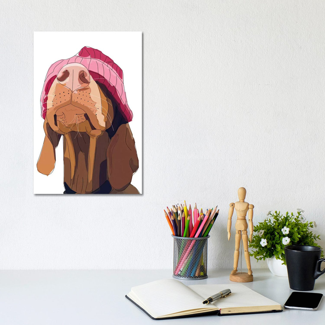 Hipster Vizsla von Sketch And Paws - No Frame Gallery-Wrapped Canvas Giclée on Canvas