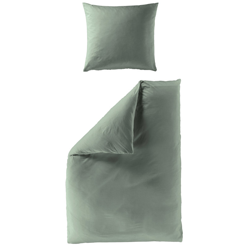 Cepeda Hypoallergenic Satin 206 TC Modern & Contemporary 2 Piece Duvet Cover Set, Green, 220 x 240 cm + 2x 80 x 80 cm