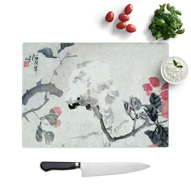 Tempered Glass Cockatoo Chopping Board, 39 cm W x 28.5 cm L