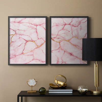 «Rose Marble I», reproduction encadrée de qualité supérieure - prête à être accrochée - aucun clou requis - aucun clou requis