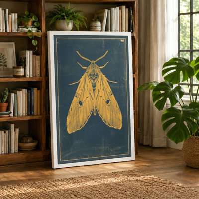 Golden Moth Study Botanical - Wrapped Canvas