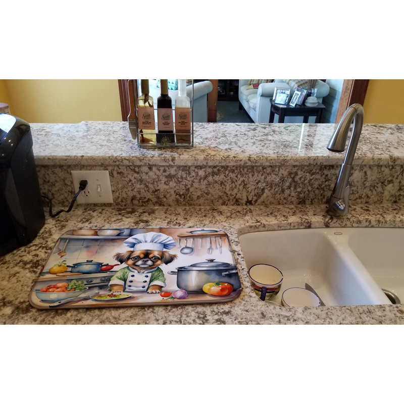 Tibetan Spaniel The Chef Dish Drying Mat
